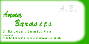 anna barasits business card